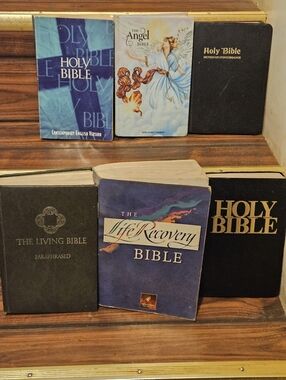 Lot Of 6 Holy Bible NKJV, Angel Bible The Living Bible Paraphrased, Life Recover